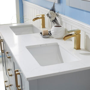 Vinnova Vanity Vinnova Shannon 60" Double Vanity in Paris Grey and Composite Carrara White Stone Countertop With Mirror