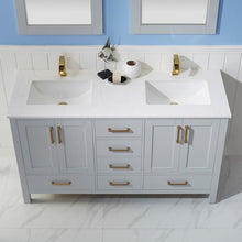 Load image into Gallery viewer, Vinnova Vanity Vinnova Shannon 60&quot; Double Vanity in Paris Grey and Composite Carrara White Stone Countertop With Mirror