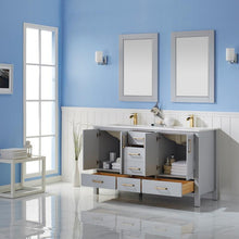 Load image into Gallery viewer, Vinnova Vanity Vinnova Shannon 60&quot; Double Vanity in Paris Grey and Composite Carrara White Stone Countertop With Mirror