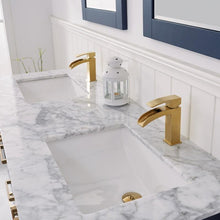 Load image into Gallery viewer, Vinnova Vanity Vinnova Shannon 60&quot; Double Vanity in Royal Blue and Composite Carrara White Stone Countertop With Mirror