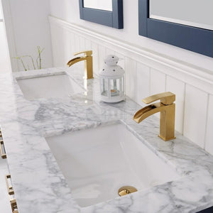 Vinnova Vanity Vinnova Shannon 60" Double Vanity in Royal Blue and Composite Carrara White Stone Countertop With Mirror