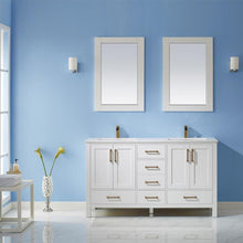 Load image into Gallery viewer, Vinnova Vanity Vinnova Shannon 60&quot; Double Vanity in White and Composite Carrara White Stone Countertop With Mirror