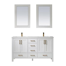 Load image into Gallery viewer, Vinnova Vanity Vinnova Shannon 60&quot; Double Vanity in White and Composite Carrara White Stone Countertop With Mirror