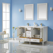 Load image into Gallery viewer, Vinnova Vanity Vinnova Shannon 60&quot; Double Vanity in White and Composite Carrara White Stone Countertop With Mirror