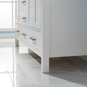 Vinnova Vanity Vinnova Shannon 60" Double Vanity in White and Composite Carrara White Stone Countertop With Mirror