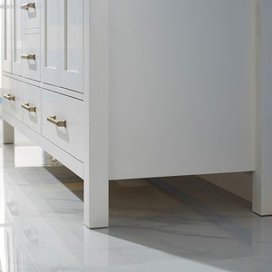 Vinnova Vanity Vinnova Shannon 60" Double Vanity in White and Composite Carrara White Stone Countertop Without Mirror