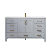 Load image into Gallery viewer, Vinnova Vanity Vinnova Shannon 60&quot; Single Vanity in Paris Grey and Composite Carrara White Stone Countertop Without Mirror