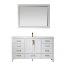 Load image into Gallery viewer, Vinnova Vanity Vinnova Shannon 60&quot; Single Vanity in White and Composite Carrara White Stone Countertop With Mirror