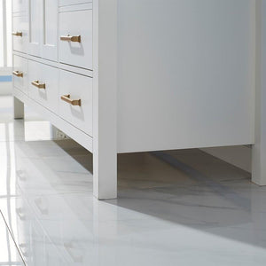 Vinnova Vanity Vinnova Shannon 60" Single Vanity in White and Composite Carrara White Stone Countertop Without Mirror