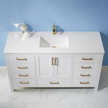 Load image into Gallery viewer, Vinnova Vanity Vinnova Shannon 60&quot; Single Vanity in White and Composite Carrara White Stone Countertop Without Mirror