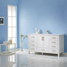 Load image into Gallery viewer, Vinnova Vanity Vinnova Shannon 60&quot; Single Vanity in White and Composite Carrara White Stone Countertop Without Mirror