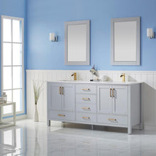 Load image into Gallery viewer, Vinnova Vanity Vinnova Shannon 72&quot; Double Vanity in Paris Grey and Composite Carrara White Stone Countertop With Mirror