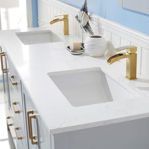 Vinnova Vanity Vinnova Shannon 72" Double Vanity in Paris Grey and Composite Carrara White Stone Countertop With Mirror