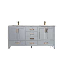 Load image into Gallery viewer, Vinnova Vanity Vinnova Shannon 72&quot; Double Vanity in Paris Grey and Composite Carrara White Stone Countertop Without Mirror