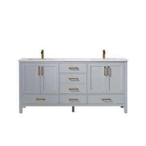 Vinnova Vanity Vinnova Shannon 72" Double Vanity in Paris Grey and Composite Carrara White Stone Countertop Without Mirror