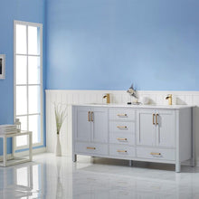 Load image into Gallery viewer, Vinnova Vanity Vinnova Shannon 72&quot; Double Vanity in Paris Grey and Composite Carrara White Stone Countertop Without Mirror