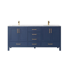 Load image into Gallery viewer, Vinnova Vanity Vinnova Shannon 72&quot; Double Vanity in Royal Blue and Composite Carrara White Stone Countertop Without Mirror