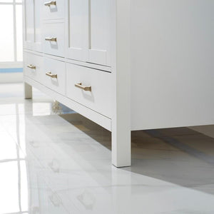 Vinnova Vanity Vinnova Shannon 72" Double Vanity in White and Composite Carrara White Stone Countertop With Mirror