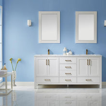 Load image into Gallery viewer, Vinnova Vanity Vinnova Shannon 72&quot; Double Vanity in White and Composite Carrara White Stone Countertop With Mirror