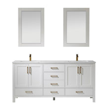 Load image into Gallery viewer, Vinnova Vanity Vinnova Shannon 72&quot; Double Vanity in White and Composite Carrara White Stone Countertop With Mirror