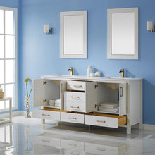 Load image into Gallery viewer, Vinnova Vanity Vinnova Shannon 72&quot; Double Vanity in White and Composite Carrara White Stone Countertop With Mirror