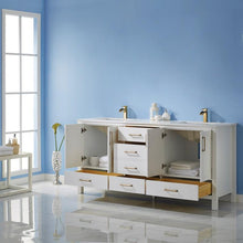 Load image into Gallery viewer, Vinnova Vanity Vinnova Shannon 72&quot; Double Vanity in White and Composite Carrara White Stone Countertop Without Mirror