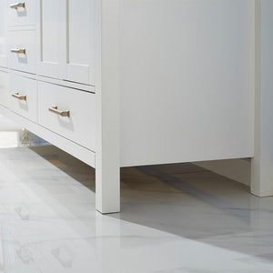 Vinnova Vanity Vinnova Shannon 72" Double Vanity in White and Composite Carrara White Stone Countertop Without Mirror