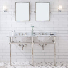 Load image into Gallery viewer, Water Creation Vanity Embassy 60 Inch Wide Double Wash Stand, P-Trap, Counter Top with Basin, and F2-0009 Faucet included in Polished Nickel (PVD) Finish