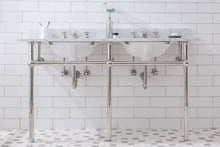 Load image into Gallery viewer, Water Creation Vanity Embassy 60 Inch Wide Double Wash Stand, P-Trap, Counter Top with Basin, and F2-0009 Faucet included in Polished Nickel (PVD) Finish