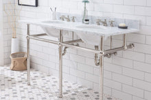 Load image into Gallery viewer, Water Creation Vanity Embassy 60 Inch Wide Double Wash Stand, P-Trap, Counter Top with Basin, and F2-0009 Faucet included in Polished Nickel (PVD) Finish