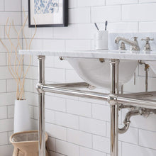 Load image into Gallery viewer, Water Creation Vanity Embassy 60 Inch Wide Double Wash Stand, P-Trap, Counter Top with Basin, and F2-0009 Faucet included in Polished Nickel (PVD) Finish