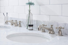 Load image into Gallery viewer, Water Creation Vanity Embassy 60 Inch Wide Double Wash Stand, P-Trap, Counter Top with Basin, and F2-0009 Faucet included in Polished Nickel (PVD) Finish