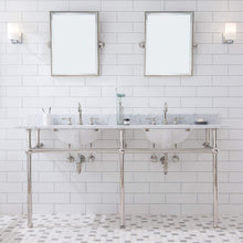 Load image into Gallery viewer, Water Creation Vanity Hook Lever Water Creation Embassy 72 Inch Wide Double Wash Stand, P-Trap, Countertop with Basin, Faucet, Nickel Hardware Finish