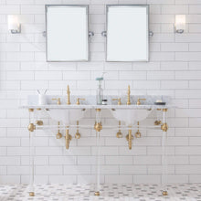 Load image into Gallery viewer, Water Creation Vanity Satin Brass Water Creation Empire 60 Inch Wide Double Wash Stand and P-Trap