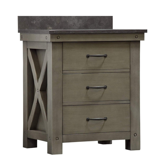 Water Creation Vanity Water Creation AB30BL03GG-A24000000 30 Inch Grizzle Grey Single Sink Bathroom Vanity With Mirror With Blue Limestone Counter Top From The ABERDEEN Collection