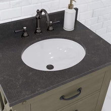 Load image into Gallery viewer, Water Creation Vanity Water Creation AB30BL03GG-P24TL1203 Aberdeen 30 Inch Single Sink Blue Limestone Countertop Vanity in Grizzle Gray with Hook Faucet and Mirror