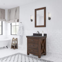 Load image into Gallery viewer, Water Creation Vanity Water Creation AB30BL03RS-000TL1203 Aberdeen 30 Inch Single Sink Blue Limestone Countertop Vanity in Rustic Sienna with Hook Faucet
