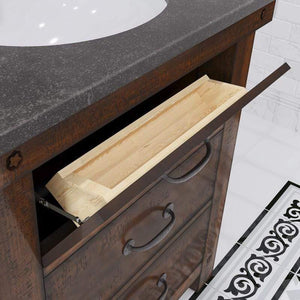 Water Creation Vanity Water Creation AB30BL03RS-000TL1203 Aberdeen 30 Inch Single Sink Blue Limestone Countertop Vanity in Rustic Sienna with Hook Faucet