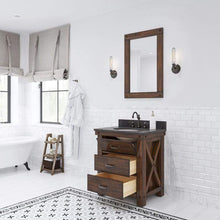 Load image into Gallery viewer, Water Creation Vanity Water Creation AB30BL03RS-000TL1203 Aberdeen 30 Inch Single Sink Blue Limestone Countertop Vanity in Rustic Sienna with Hook Faucet