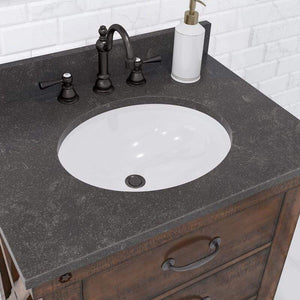 Water Creation Vanity Water Creation AB30BL03RS-000TL1203 Aberdeen 30 Inch Single Sink Blue Limestone Countertop Vanity in Rustic Sienna with Hook Faucet
