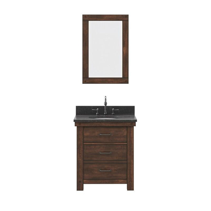 Water Creation Vanity Water Creation AB30BL03RS-A24000000 Aberdeen 30 Inch Single Sink Blue Limestone Countertop Vanity in Rustic Sienna with Mirror