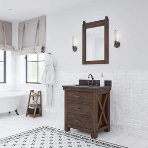 Water Creation Vanity Water Creation AB30BL03RS-P24000000 Aberdeen 30 Inch Single Sink Blue Limestone Countertop Vanity in Rustic Sienna with Mirror