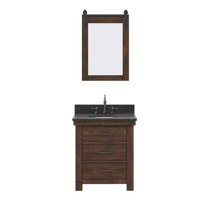 Water Creation Vanity Water Creation AB30BL03RS-P24000000 Aberdeen 30 Inch Single Sink Blue Limestone Countertop Vanity in Rustic Sienna with Mirror