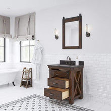 Load image into Gallery viewer, Water Creation Vanity Water Creation AB30BL03RS-P24000000 Aberdeen 30 Inch Single Sink Blue Limestone Countertop Vanity in Rustic Sienna with Mirror