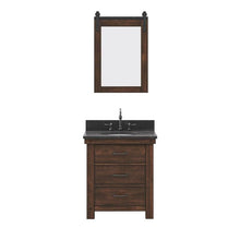 Load image into Gallery viewer, Water Creation Vanity Water Creation AB30BL03RS-P24TL1203 Aberdeen 30 Inch Single Sink Blue Limestone Countertop Vanity in Rustic Sienna with Hook Faucet and Mirror
