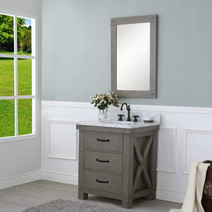 Water Creation Vanity Water Creation AB30CW03GG-000BX1203 30 Inch Grizzle Grey Single Sink Bathroom Vanity With Faucet With Carrara White Marble Counter Top From The ABERDEEN Collection