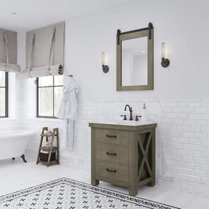 Water Creation Vanity Water Creation AB30CW03GG-P24000000 Aberdeen 30 Inch Single Sink Carrara White Marble Countertop Vanity in Grizzle Gray with Mirror