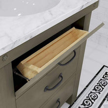 Load image into Gallery viewer, Water Creation Vanity Water Creation AB30CW03GG-P24000000 Aberdeen 30 Inch Single Sink Carrara White Marble Countertop Vanity in Grizzle Gray with Mirror