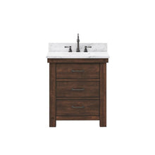 Load image into Gallery viewer, Water Creation Vanity Water Creation AB30CW03RS-000TL1203 Aberdeen 30 Inch Single Sink Carrara White Marble Countertop Vanity in Rustic Sierra with Mirror