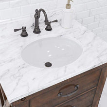 Load image into Gallery viewer, Water Creation Vanity Water Creation AB30CW03RS-A24TL1203 Aberdeen 30 Inch Single Sink Carrara White Marble Countertop Vanity in Rustic Sierra with Hook Faucet and Mirror